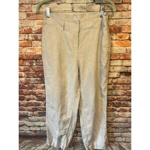 Chico's linen beige capri cropped pants women's size 0 (4)